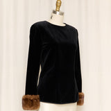 Vintage Velvet Longsleeve with Fur Cuffs