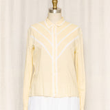 Vintage Butter Yellow Shirt with Pleated Accents