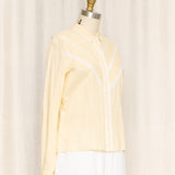 Vintage Butter Yellow Shirt with Pleated Accents