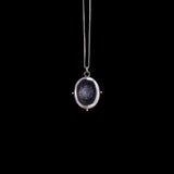 Sterling Silver Necklace with Oval Etched Glass Pendant