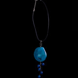 Sterling Silver Blue Stone Pendant Necklace with Bead Drops