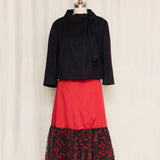 Vintage Yves Saint Laurent Red Tule Midi Skirt