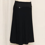 Biella Collezioni Black Wool A-Line Skirt