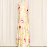 Yellow Floral Beaded Dress with Lace Lining