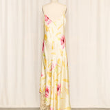 Yellow Floral Beaded Dress with Lace Lining