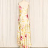 Yellow Floral Beaded Dress with Lace Lining