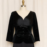 Vintage Velvet Jacket with Pleated Accents