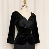 Vintage Velvet Jacket with Pleated Accents