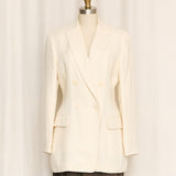 Jil Sander Late 80's Double Breasted Cream Linen Blazer