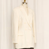 Jil Sander Late 80's Double Breasted Cream Linen Blazer