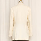 Jil Sander Late 80's Double Breasted Cream Linen Blazer