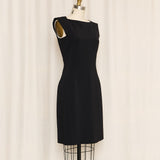 Emporio Armani Square Neckline Black Dress