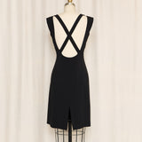 Emporio Armani Square Neckline Black Dress