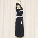 Bottega Veneta Black Dress with Grey Stripes