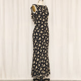 Lauren Ralph Lauren Black and Tan Floral Silk Dress